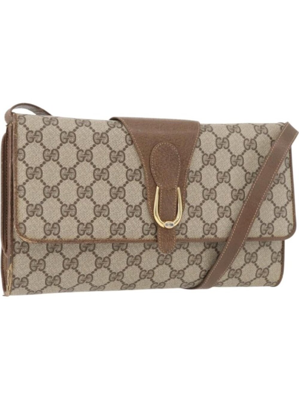 GUCCI GG Supreme Shoulder Bag PVC Beige Gold 904 02 050